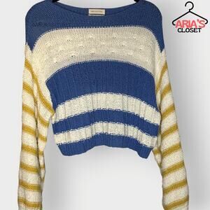 Urban Outfitters BoHo Blue/Yellow Striped Sweater